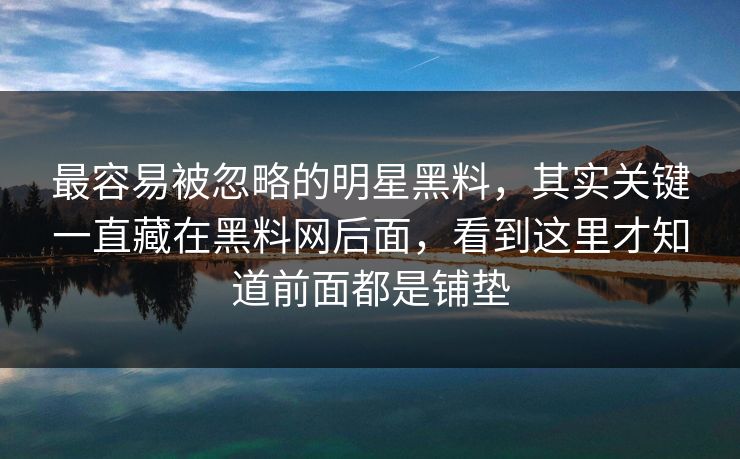 最容易被忽略的明星黑料，其实关键一直藏在黑料网后面，看到这里才知道前面都是铺垫