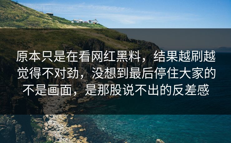 原本只是在看网红黑料，结果越刷越觉得不对劲，没想到最后停住大家的不是画面，是那股说不出的反差感