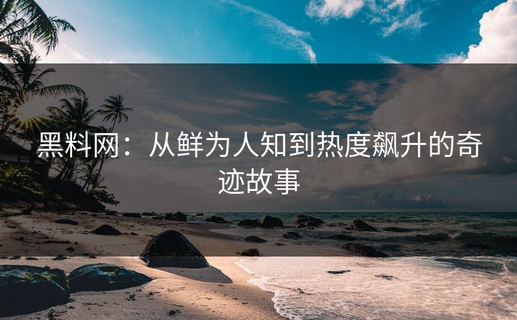 黑料网：从鲜为人知到热度飙升的奇迹故事
