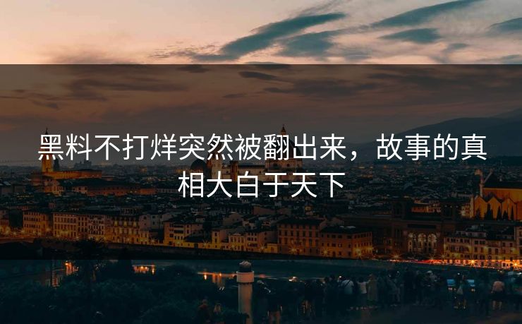 黑料不打烊突然被翻出来，故事的真相大白于天下