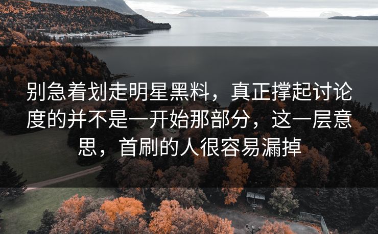 别急着划走明星黑料，真正撑起讨论度的并不是一开始那部分，这一层意思，首刷的人很容易漏掉  第1张