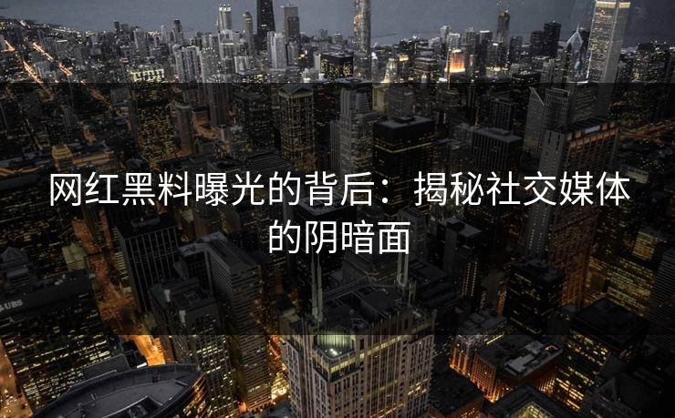 网红黑料曝光的背后：揭秘社交媒体的阴暗面