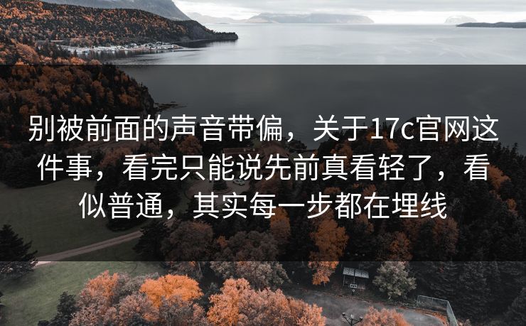 别被前面的声音带偏，关于17c官网这件事，看完只能说先前真看轻了，看似普通，其实每一步都在埋线
