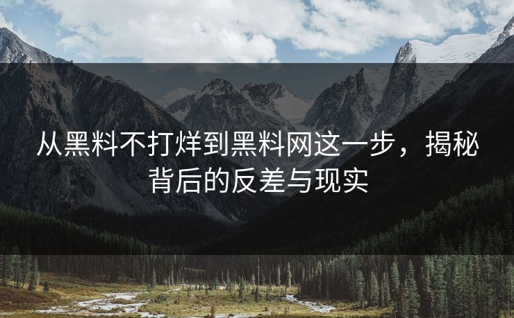 从黑料不打烊到黑料网这一步，揭秘背后的反差与现实