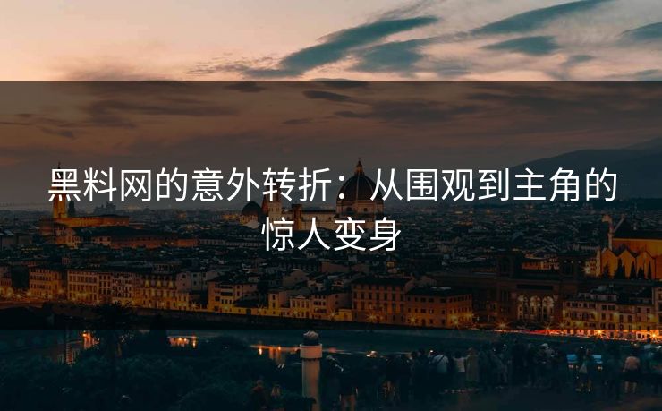 黑料网的意外转折：从围观到主角的惊人变身