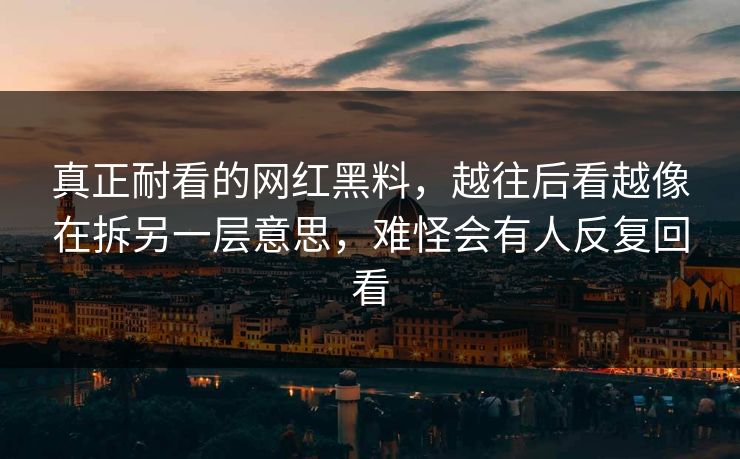 真正耐看的网红黑料，越往后看越像在拆另一层意思，难怪会有人反复回看
