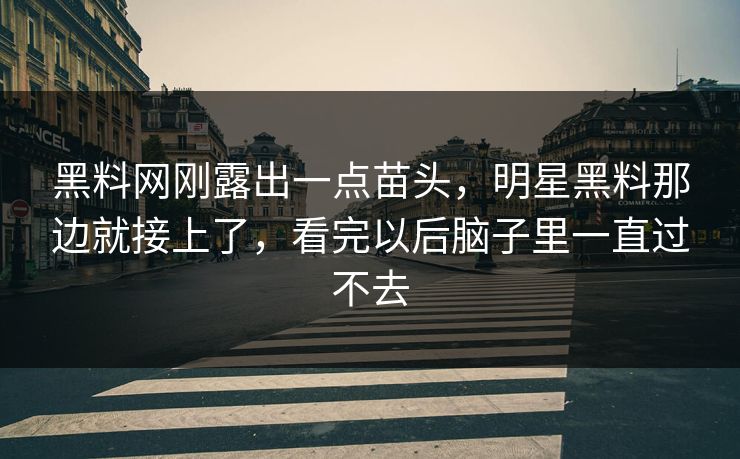 黑料网刚露出一点苗头，明星黑料那边就接上了，看完以后脑子里一直过不去